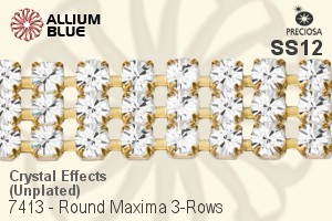 Preciosa Round Maxima 3-Rows Cupchain (7413 7175), Unplated Raw Brass, With Stones in PP24 - Crystal Effects
