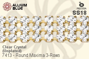Preciosa Round Maxima 3-Rows Cupchain (7413 7177), Unplated Raw Brass, With Stones in SS18 - Clear Crystal