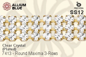 Preciosa Round Maxima 3-Rows Cupchain (7413 7175), Plated, With Stones in PP24 - Clear Crystal