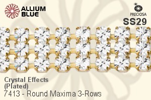 Preciosa Round Maxima 3-Rows Cupchain (7413 7183), Plated, With Stones in SS29 - Crystal Effects
