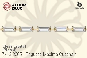 Preciosa Baguette Maxima Cupchain (7413 3005), Plated, With Stones in 7x3mm - Clear Crystal - 关闭视窗 >> 可点击图片