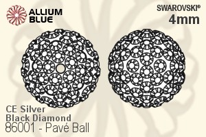 スワロフスキー Pavé Ball (86001) 4mm - CE Silver / 黒 Diamond - ウインドウを閉じる
