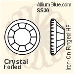 Premium Crystal Iron-On Ringed Rhinestone Hot-Fix SS30 - Clear Crystal With Foiling