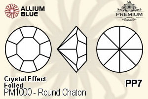 PREMIUM Round Chaton (PM1000) PP7 - Crystal Effect With Foiling - Click Image to Close