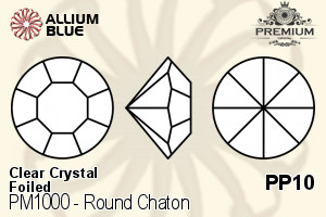 PREMIUM Round Chaton (PM1000) PP10 - Clear Crystal With Foiling - Click Image to Close