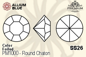 PREMIUM CRYSTAL Round Chaton SS26 Sapphire F