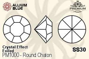 PREMIUM Round Chaton (PM1000) SS30 - Crystal Effect With Foiling - Click Image to Close