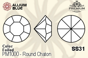 PREMIUM CRYSTAL Round Chaton SS31 Light Sapphire F
