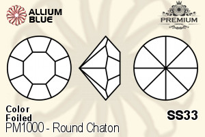 PREMIUM CRYSTAL Round Chaton SS33 Light Sapphire F