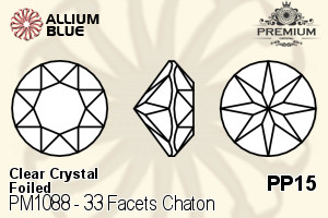 PREMIUM 33 Facets Chaton (PM1088) PP15 - Clear Crystal With Foiling - Click Image to Close