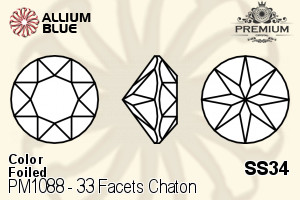 PREMIUM CRYSTAL 33 Facets Chaton SS34 Aqua F