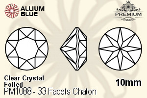 PREMIUM 33 Facets Chaton (PM1088) 10mm - Clear Crystal With Foiling - Haga Click en la Imagen para Cerrar