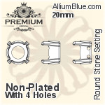 PREMIUM Round Stone Setting (PM1100/S), No Hole, 22mm, Unplated Brass