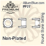 PREMIUM Round Stone Setting (PM1100/S), With Sew-on Holes, PP27 (3.4 - 3.5mm), Unplated Brass