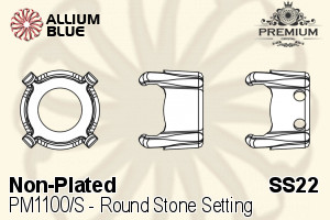 PREMIUM Round Stone Setting (PM1100/S), With 1 Loop, SS22 (4.9 - 5.1mm), Unplated Brass - Haga Click en la Imagen para Cerrar