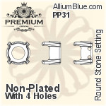 PREMIUM Round Stone Setting (PM1100/S), No Hole, PP27 (3.4 - 3.5mm), Unplated Brass