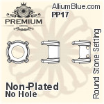 PREMIUM Round Stone Setting (PM1100/S), No Hole, PP17 (2.4mm), Unplated Brass