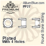 PREMIUM Round フラットバック Cross-Groove 石座, (PM2000/S), 縫い付けクロス溝付き, SS12 (3.2mm), メッキあり 真鍮