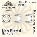 PREMIUM Round Stone Setting (PM1100/S), No Hole, PP32 (4.0 - 4.1mm), Unplated Brass