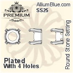 PREMIUM Round Stone Setting (PM1100/S), With Sew-on Holes, SS25 (5.4 - 5.6mm), Plated Brass