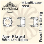 PREMIUM Round Stone Setting (PM1100/S), With Sew-on Holes, SS34 (7.0 - 7.3mm), Unplated Brass