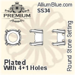 PREMIUM Round Flatback Cross-Groove Setting (PM2000/S), With Sew-on Cross Grooves, SS16 (4mm), Plated Brass