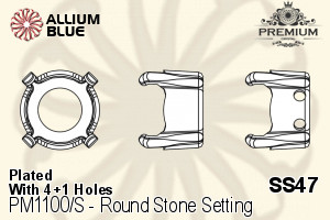 PREMIUM Round Stone Setting (PM1100/S), With Sew-on Holes, SS47 (10.2 - 10.5mm), Plated Brass - ウインドウを閉じる