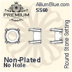 PREMIUM Round Stone Setting (PM1100/S), No Hole, SS60 (14.2 - 14.5mm), Unplated Brass