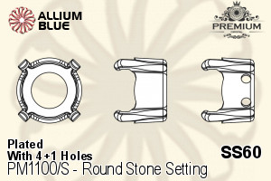 PREMIUM Round Stone Setting (PM1100/S), With Sew-on Holes, SS60 (14.2 - 14.5mm), Plated Brass - Haga Click en la Imagen para Cerrar