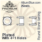 PREMIUM Round Stone Setting (PM1100/S), With Sew-on Holes, 25mm, Unplated Brass