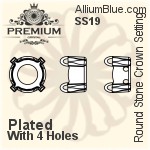 PREMIUM Round Stone Crown Setting (PM1103/S), With Sew-on Holes, SS19, Plated Brass