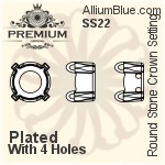 PREMIUM Round Stone Crown Setting (PM1103/S), With Sew-on Holes, SS19, Unplated Brass