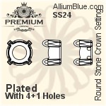 PREMIUM Round Stone Crown Setting (PM1103/S), With Sew-on Holes, SS24, Plated Brass