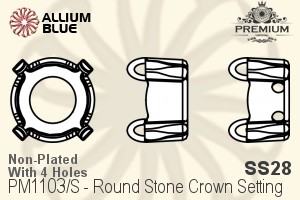 PREMIUM Round Stone Crown Setting (PM1103/S), With Sew-on Holes, SS28, Unplated Brass