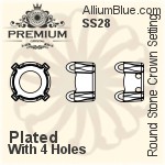 PREMIUM Oval 石座, (PM4130/S), 縫い穴付き, 6x4mm, メッキあり 真鍮