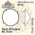 PREMIUM Rivoli Setting (PM1122/S), No Hole, 12mm, Unplated Brass