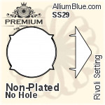 PREMIUM Rivoli Setting (PM1122/S), No Hole, SS29 (6.4mm), Unplated Brass