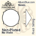 PREMIUM Rivoli 石座, (PM1122/S), 縫い穴なし, 14mm, メッキなし 真鍮