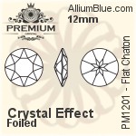 プレミアム Flat チャトン (PM1201) 12mm - クリスタル エフェクト 裏面フォイル