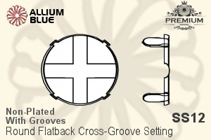 PREMIUM Round Flatback Cross-Groove Setting (PM2000/S), With Sew-on Cross Grooves, SS12 (3.2mm), Unplated Brass