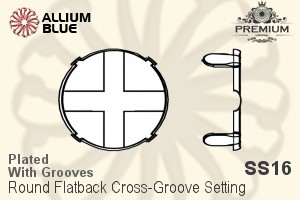 PREMIUM Round Flatback Cross-Groove Setting (PM2000/S), With Sew-on Cross Grooves, SS16 (4mm), Plated Brass - Click Image to Close