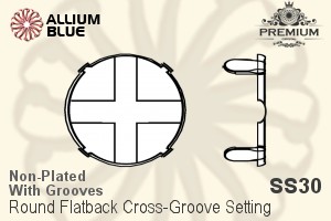 PREMIUM Round Flatback Cross-Groove Setting (PM2000/S), With Sew-on Cross Grooves, SS30 (6.5mm), Unplated Brass - Click Image to Close