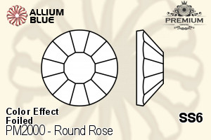 PREMIUM CRYSTAL Round Rose Flat Back SS6 Blue Zircon AB F