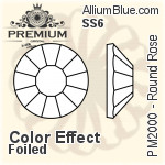 PREMIUM Round Rose Flat Back (PM2000) SS6 - Color Effect With Foiling