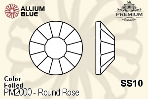 PREMIUM CRYSTAL Round Rose Flat Back SS10 Aqua F