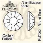 PREMIUM Round Rose Flat Back (PM2000) SS12 - Color With Foiling