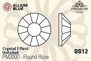 PREMIUM Round Rose Flat Back (PM2000) SS12 - Crystal Effect Unfoiled - Haga Click en la Imagen para Cerrar