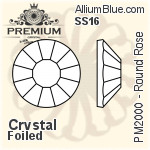 PREMIUM Round Rose Flat Back (PM2000) SS5 - Clear Crystal With Foiling