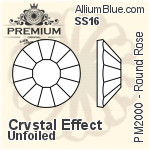 PREMIUM Round Rose Flat Back (PM2000) SS16 - Crystal Effect Unfoiled
