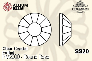 PREMIUM CRYSTAL Round Rose Flat Back SS20 Crystal F